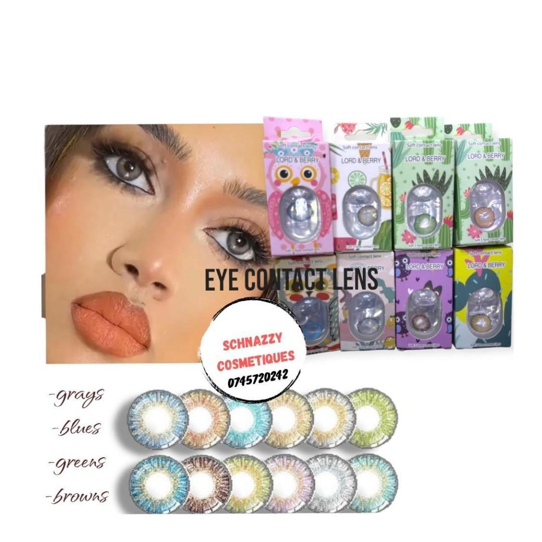 Blue Beauty Colored Eye Contact Lenses 0.00 Power Degree LORD & BERRY with Storage Case and Applicators Set of 4 No Prescription Cosmetic Use
