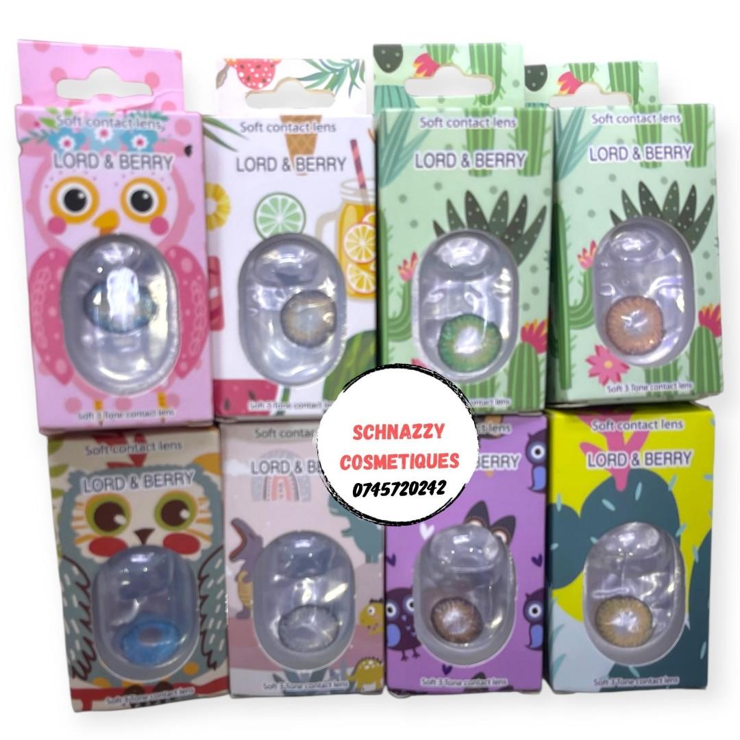 Grey Beauty Colored Eye Contact Lenses 0.00 Power Degree LORD & BERRY with Storage Case and Applicators Set of 4 No Prescription Cosmetic Use