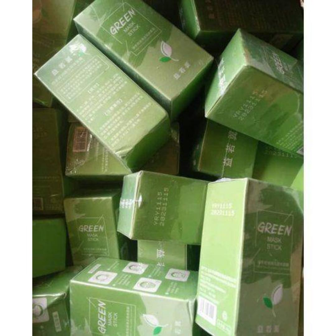 Green Tea Mask Mud Stick Under Eye Blackness Dark Circles Redness Sunburn Antiaging Promote Collagen Skin Clarity Acne Blackhead Smooth Clear Complexion Tighten Pores Clay Stick Mask