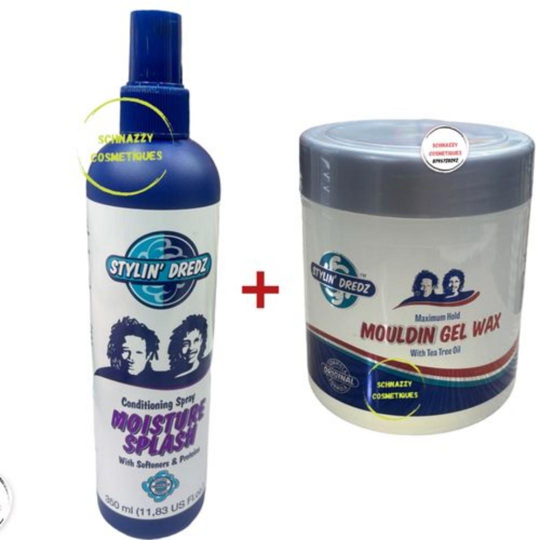 Moisture Splash Hair Spray Maximum Hold Mouldin Gel Hair Wax Stylin dredz Conditioning Spray Moisture Splash with softeners and proteins for all your dreadlocs styling and natural hairstyles.