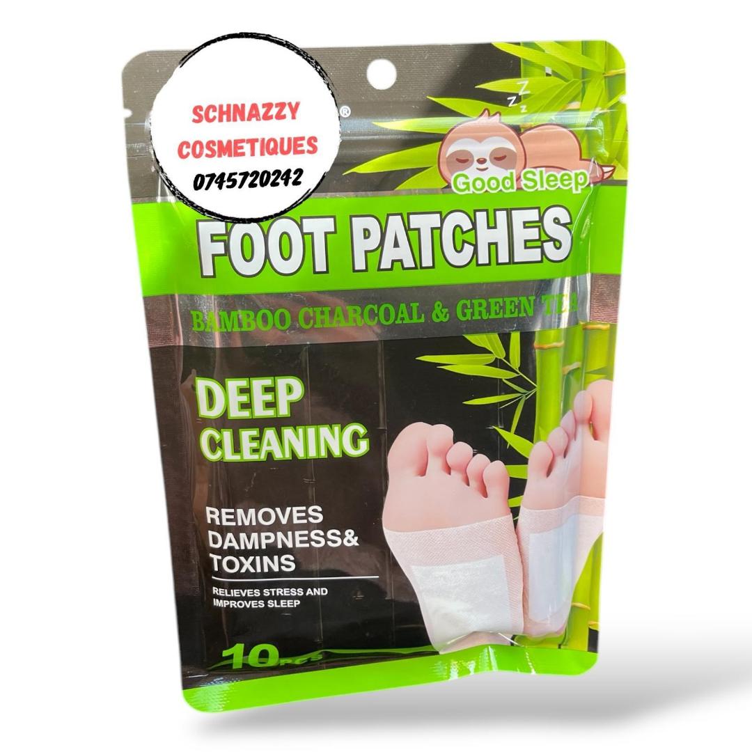 Disunie foot patches bamboo charcoal and green tea deep cleaning removes dampness and toxins relieves stress and improve sleep