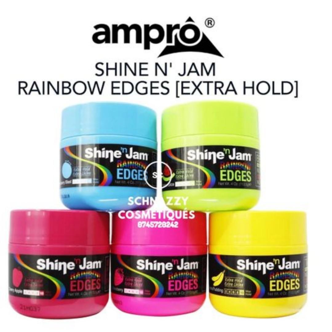 Ampro SHINE N' JAM RAINBOW EDGES TAMED CONDITIONING NON FLAKING Strong Hold Curly Hair Gel for Women - Styling Gel for Women - Strengthens with Silk Protein