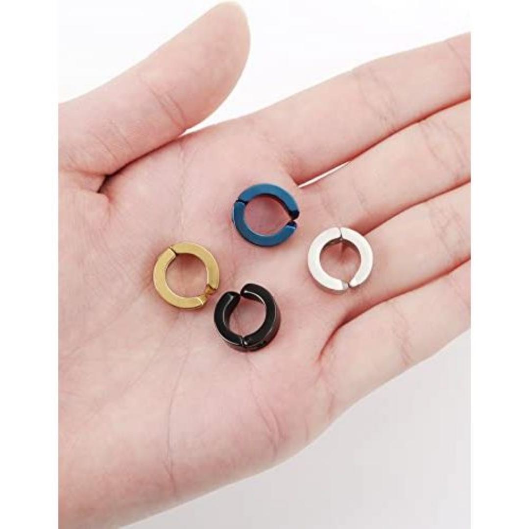 Trendy Tiny Clip-on Unpierced Lobe Earrings Men Women - Gold, Black, Silver  Crafted in High Quality Stainless Steel, Lead-Free & Nickel-Free, and Hypoallergenic, safe for sensitive ears.