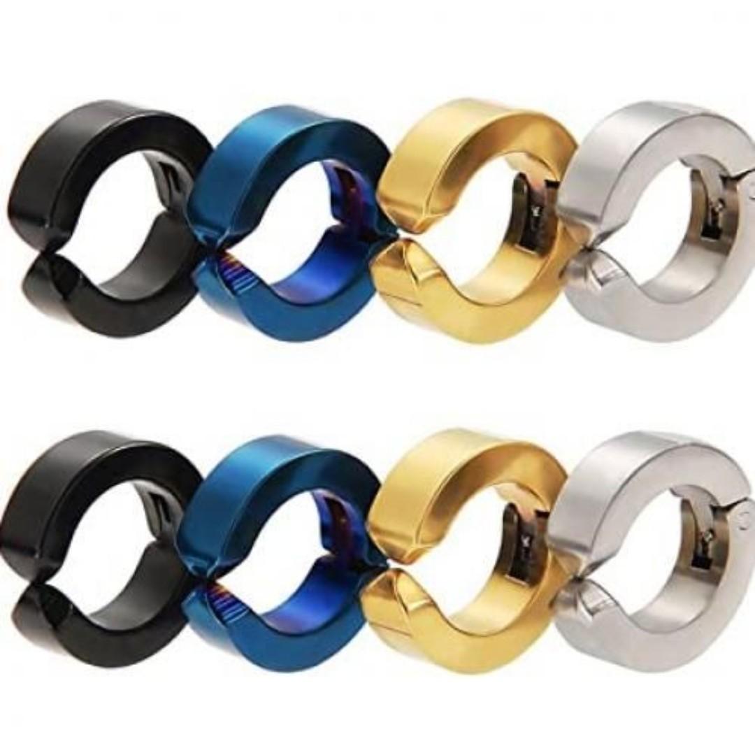 Trendy Tiny Clip-on Unpierced Lobe Earrings Men Women - Gold, Black, Silver  Crafted in High Quality Stainless Steel, Lead-Free & Nickel-Free, and Hypoallergenic, safe for sensitive ears.