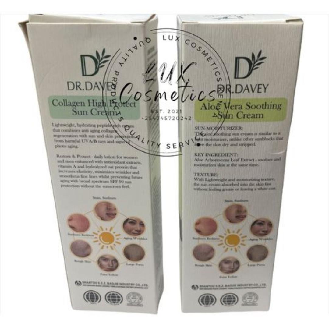 DR DAVEY Aloe Vera Soothing High Protect Sun Cream UVA UVB SPF 60+++  is the only proven protection against the harmful effects of the UV rays on our skin. Sun damage is the one enemy of our skin. To