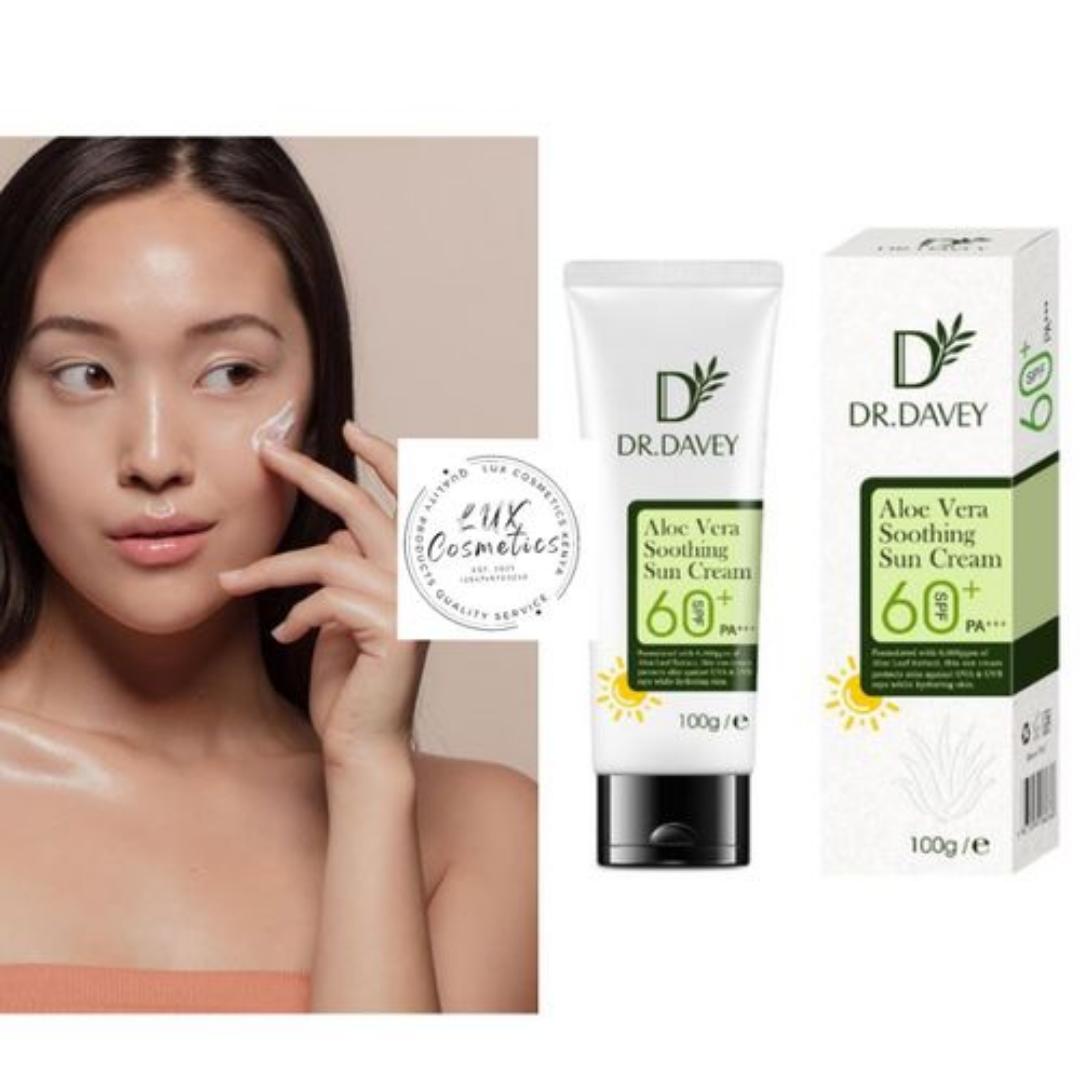 DR DAVEY Aloe Vera Soothing High Protect Sun Cream UVA UVB SPF 60+++  is the only proven protection against the harmful effects of the UV rays on our skin. Sun damage is the one enemy of our skin. To