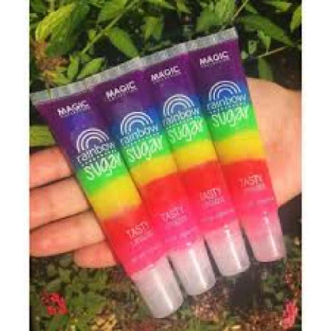 Magic Rainbow Sugar Flavored Sheer Lipgloss  for a delicious kiss of sheer and next-level shine.