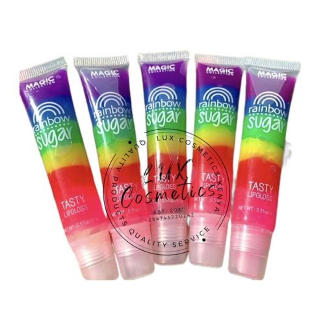 Magic Rainbow Sugar Flavored Sheer Lipgloss  for a delicious kiss of sheer and next-level shine.