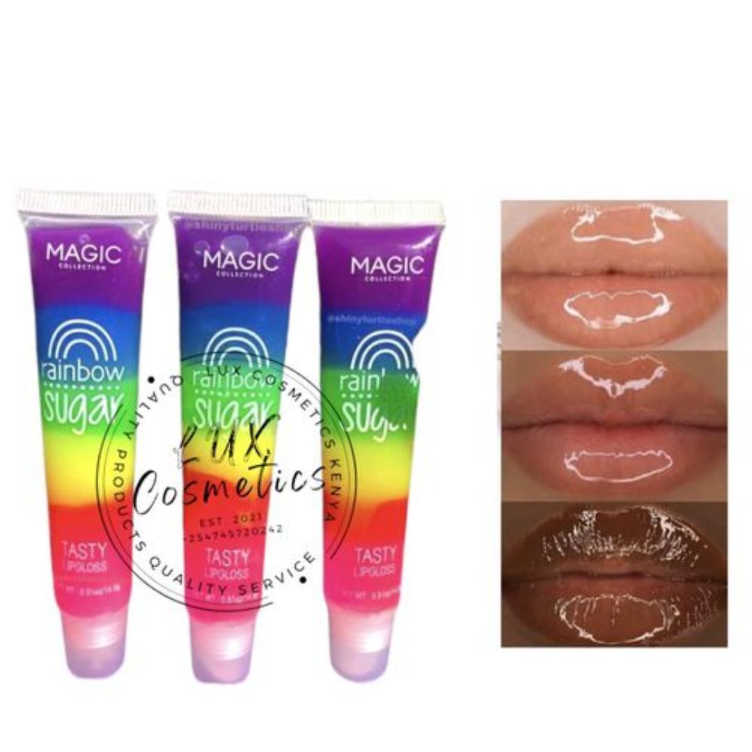 Magic Rainbow Sugar Flavored Sheer Lipgloss  for a delicious kiss of sheer and next-level shine.