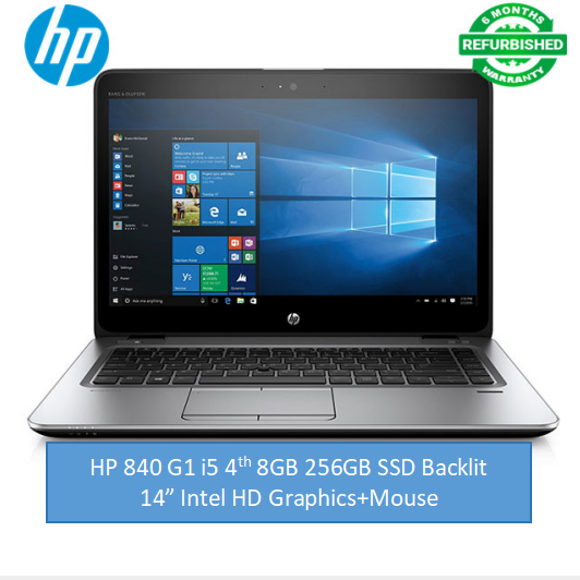 XUK (i5+8GB+256GB+Mouse) Refurbished Hp Elitebook 840 G1 Laptop - Intel Core i5 - 8GB RAM 256GB SSD Storage - 14'' Display Windows 11 Notebook Computer , 14 inch HD Screen-Windows 11 Office FREE MOUSE