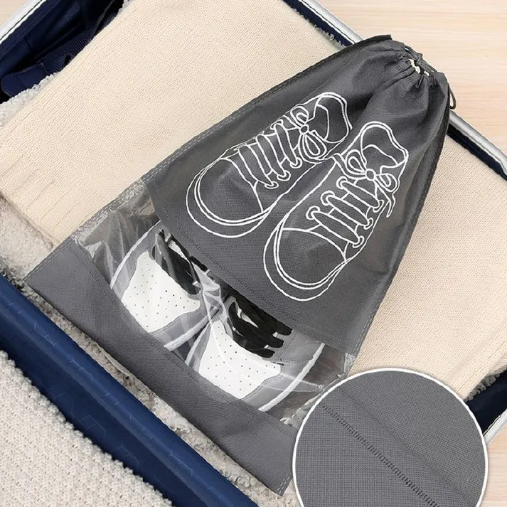 Shoe Bags Shoe Storage Bag Shoe Bag Non-Woven Dustproof And Moisture-Proof Business Trip Artifact Shoe Storage Household Transparent Shoe Cover 【5 pieces】32*44cm
