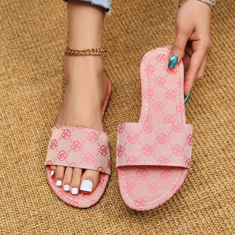 Famous Brand Women’s Shoe Simple Open Toe Flat Sandals All-match Fashion Slippers Non-slip Wear-resistant Girl Breathable Take One Size Bigger Sandals Casual Lady Shoes