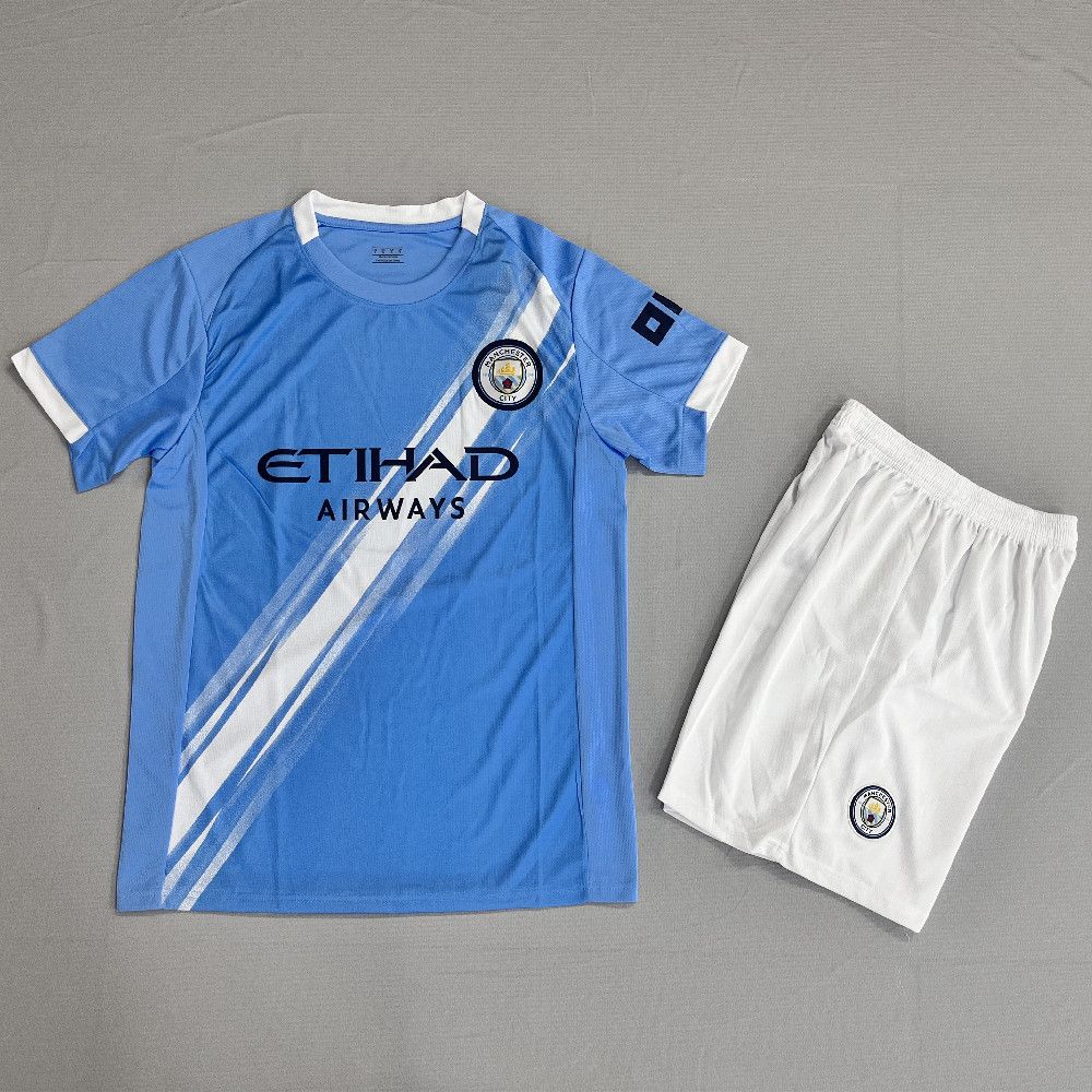 2024-2025 Season Manchester City Home Football Kit, Premier League No. 9 and No. 10, Adult and Children's Set