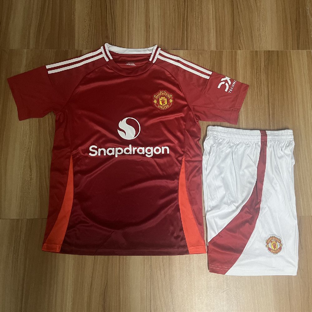 2024-2025 Manchester United home football suit kit, adult sports suit kit, children's fan sports suit