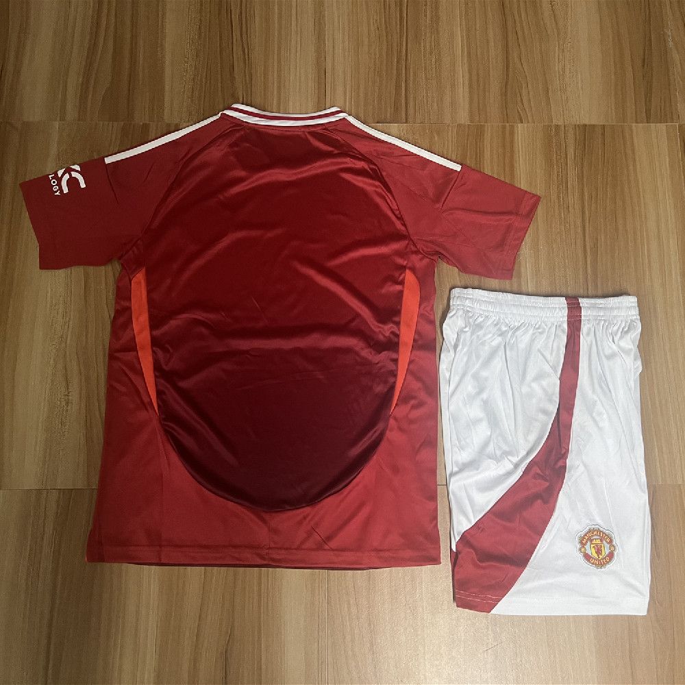 2024-2025 Manchester United home football suit kit, adult sports suit kit, children's fan sports suit