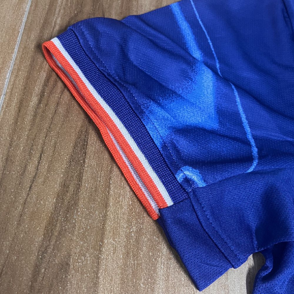 Chelsea home football kit for the 2024-2025 season, including Champions League numbers 14 and 19, adult sports kit, and children's sports kit