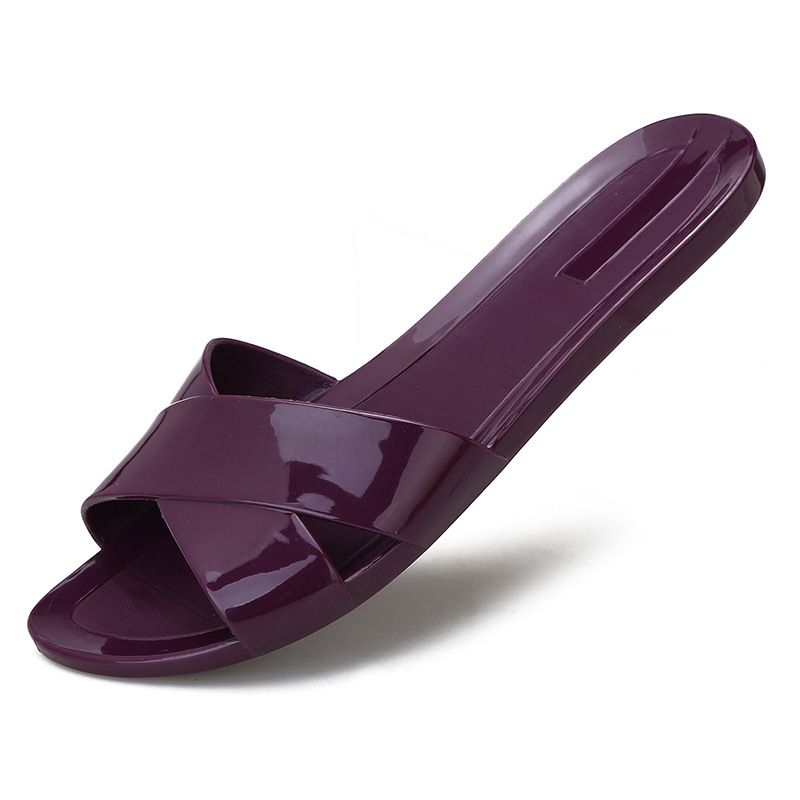 Cheap Price PVC Macaron Colorful Women’s Shoe Simple Open Toe Flat Sandals All-match Fashion Slippers Non-slip Wear-resistant Girl Breathable Take One Size Bigger Sandals Casual Lady Shoes