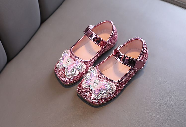 Frozen Princess Elsa Children Girls Fancy Sandals Shiny Flats Soft Bottom Open Toe Shoes Girls Dress Performance Princess Sandals