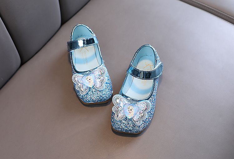 Frozen Princess Elsa Children Girls Fancy Sandals Shiny Flats Soft Bottom Open Toe Shoes Girls Dress Performance Princess Sandals