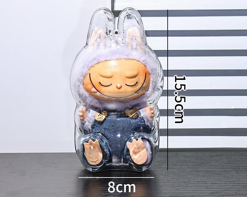Labubu transparent macaron protective case - standing protection cover, sitting protection cover. Better dust-proof and more protective for the figurine.