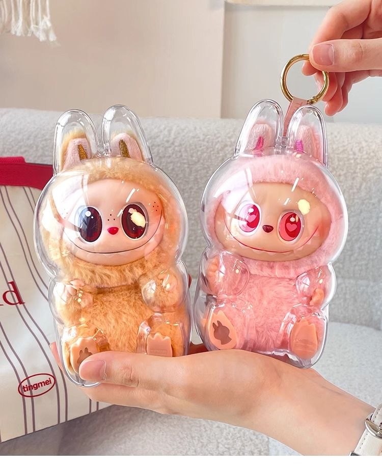 Labubu transparent macaron protective case - standing protection cover, sitting protection cover. Better dust-proof and more protective for the figurine.