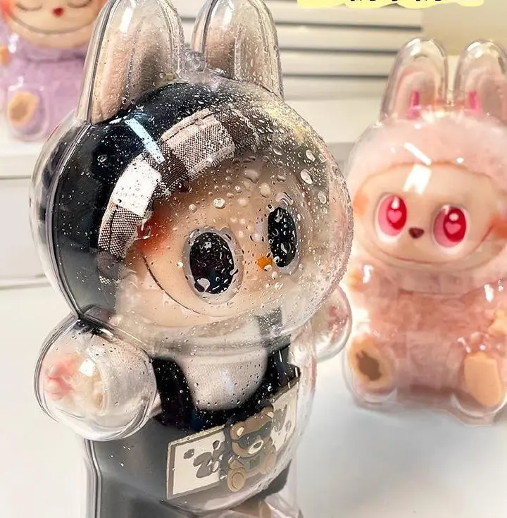 Labubu transparent macaron protective case - standing protection cover, sitting protection cover. Better dust-proof and more protective for the figurine.