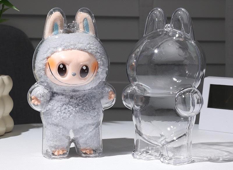 Labubu transparent macaron protective case - standing protection cover, sitting protection cover. Better dust-proof and more protective for the figurine.