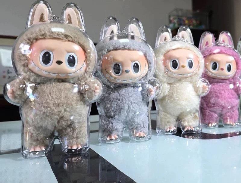 Labubu transparent macaron protective case - standing protection cover, sitting protection cover. Better dust-proof and more protective for the figurine.