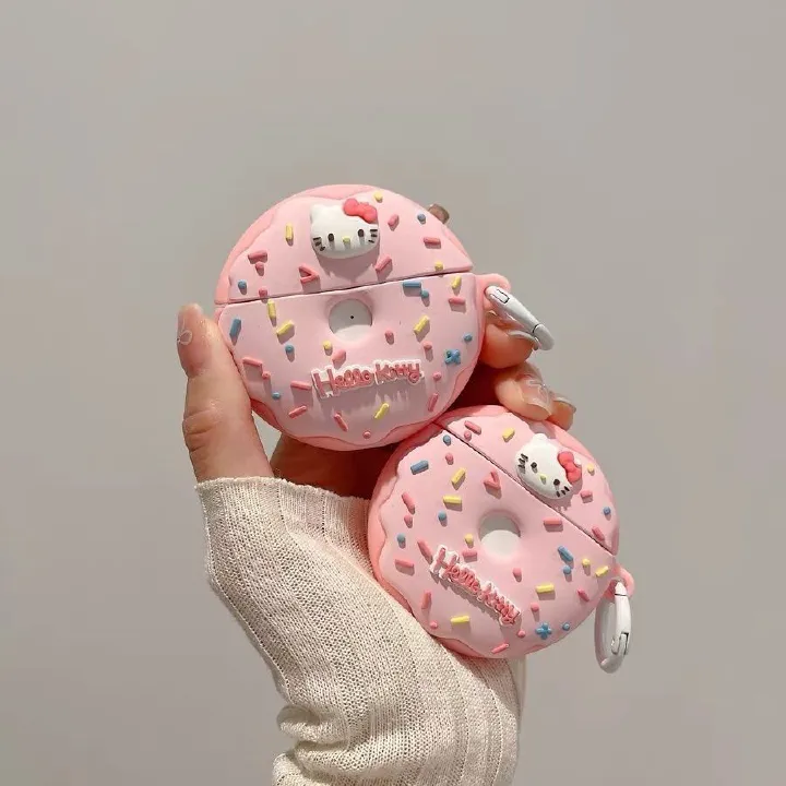Cute KT Donut Silicone Earphone Case for AirPods Pro 2, Apple 5th Generation, and AirPods 3 Earphone Shell