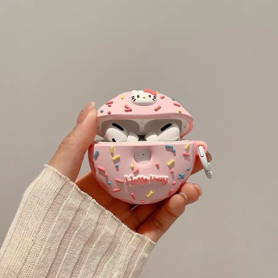 Cute KT Donut Silicone Earphone Case for AirPods Pro 2, Apple 5th Generation, and AirPods 3 Earphone Shell