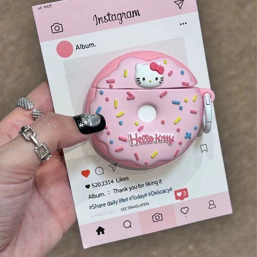 Cute KT Donut Silicone Earphone Case for AirPods Pro 2, Apple 5th Generation, and AirPods 3 Earphone Shell