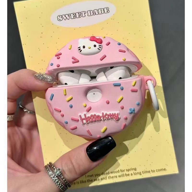 Cute KT Donut Silicone Earphone Case for AirPods Pro 2, Apple 5th Generation, and AirPods 3 Earphone Shell