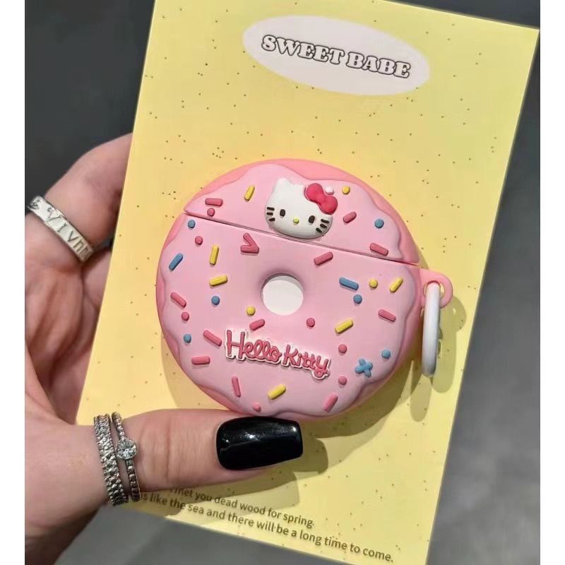 Cute KT Donut Silicone Earphone Case for AirPods Pro 2, Apple 5th Generation, and AirPods 3 Earphone Shell