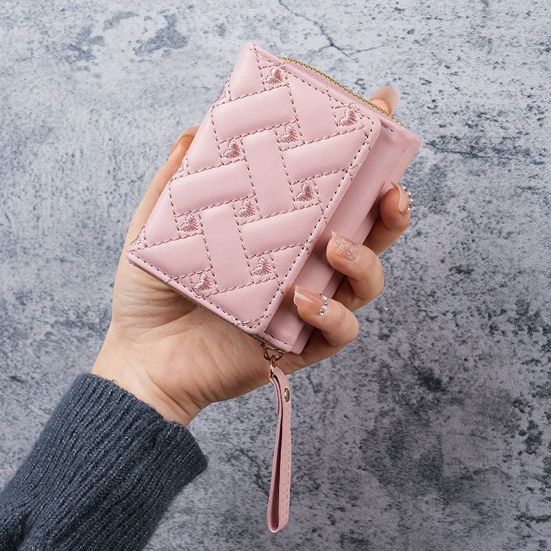 New style ladies' brief short and simple embroidered heart-shaped zero wallet with multiple card slots small wallet money clip card bag