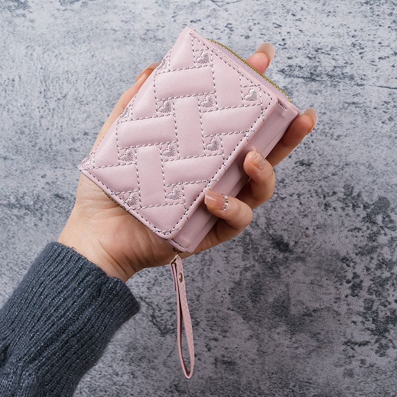 New style ladies' brief short and simple embroidered heart-shaped zero wallet with multiple card slots small wallet money clip card bag