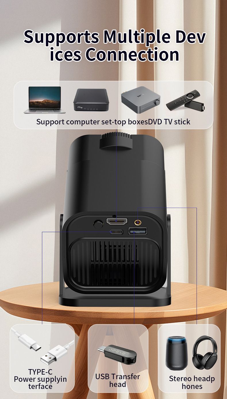 The new hy320 mini home projector offers ultra-high-definition short-throw projection for wall-mounted home cinema.