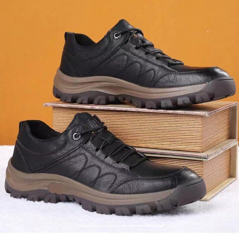 Fashion Breathable Leather Men's Shoes 2025 New Mountain Hiking Casual Sports Shoes Stylish Lacing British Style Trendy Men's Shoes