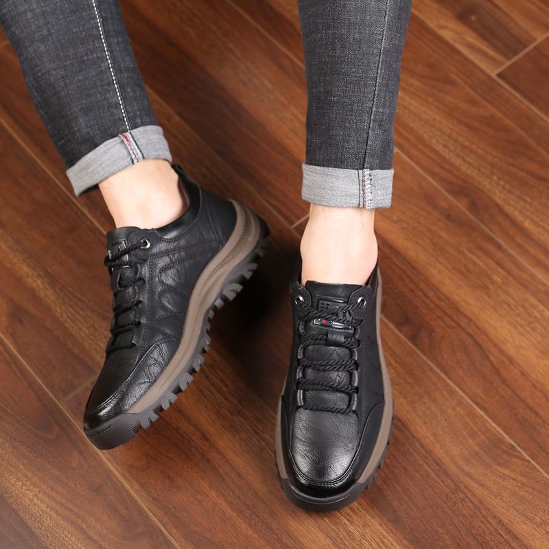 Fashion Breathable Leather Men's Shoes 2025 New Mountain Hiking Casual Sports Shoes Stylish Lacing British Style Trendy Men's Shoes