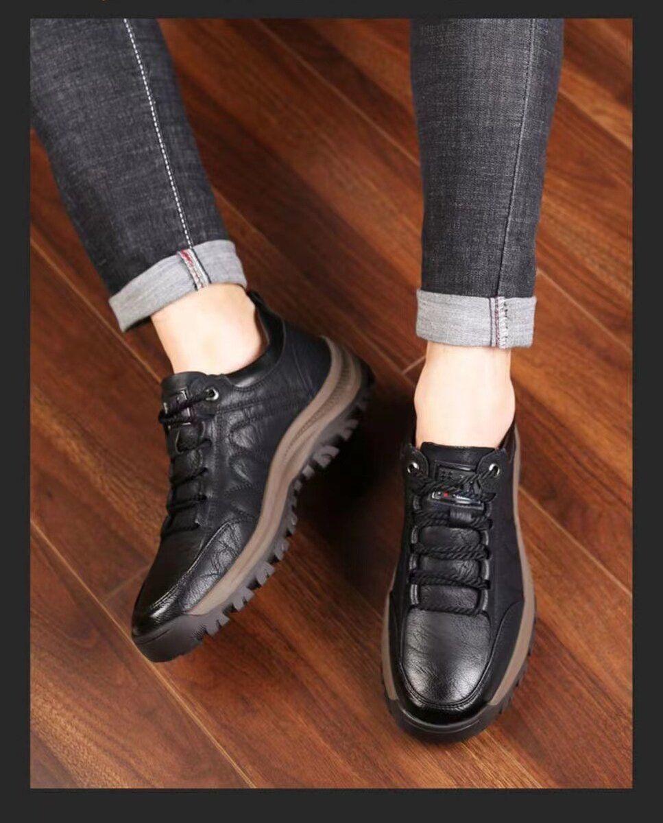 Fashion Breathable Leather Men's Shoes 2025 New Mountain Hiking Casual Sports Shoes Stylish Lacing British Style Trendy Men's Shoes
