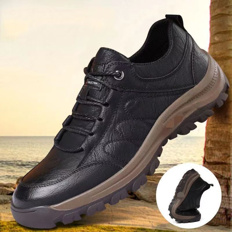 Fashion Breathable Leather Men's Shoes 2025 New Mountain Hiking Casual Sports Shoes Stylish Lacing British Style Trendy Men's Shoes