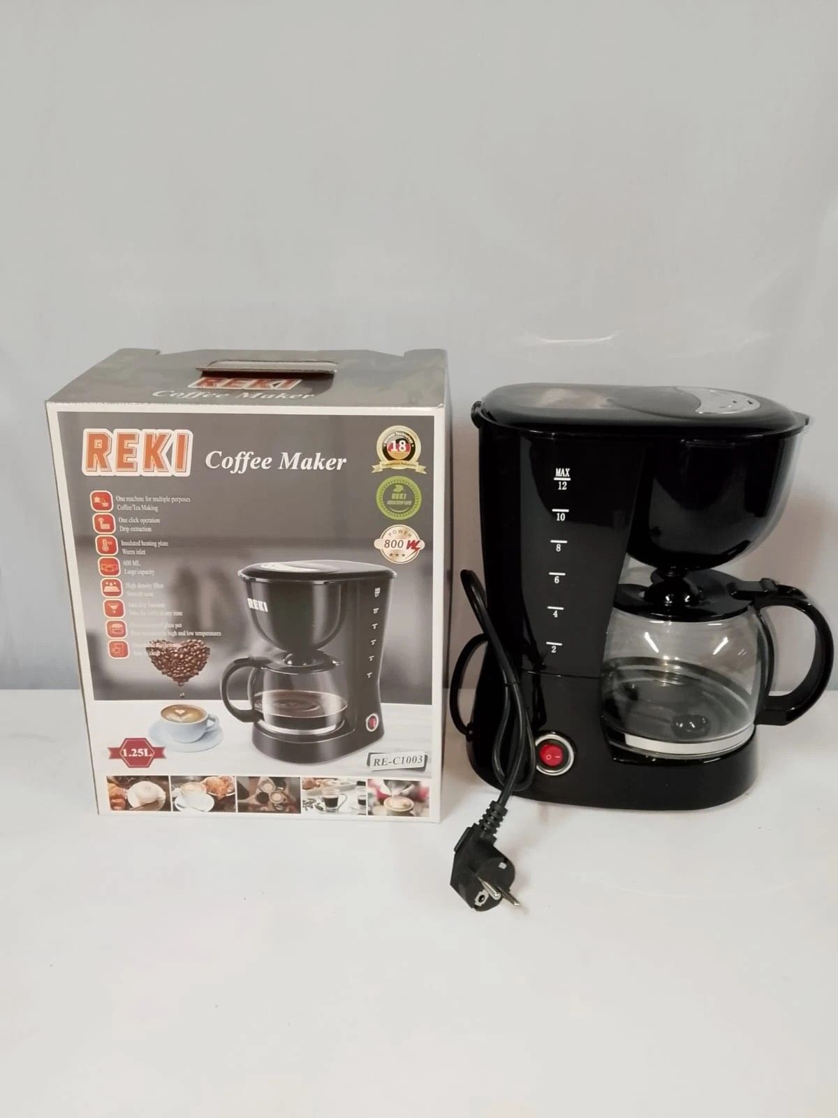 🔥REKI Automatic Coffee Maker – Fast Brewing Machine with Glass Pot | Easy One-Touch Use | Compact & Durable | Stylish Design for Home & Office – Enjoy Fresh Coffee Daily ☕