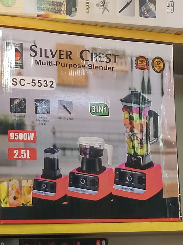 🔥 Silver Crest SC-5532 3-in-1 Multi-Purpose Blender | 2.5L Large Jar | 9500W High Power | Grinder + Chopper + Blender | Stainless Steel Blades 🔥