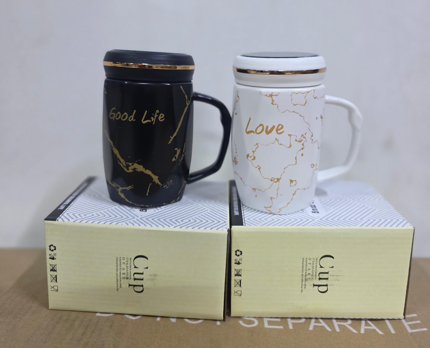 Valentine’s Gift Ceramic Mug 350ml with Lid 🎁 | Cute Coffee & Tea Cup | Romantic Love Mug for Him & Her