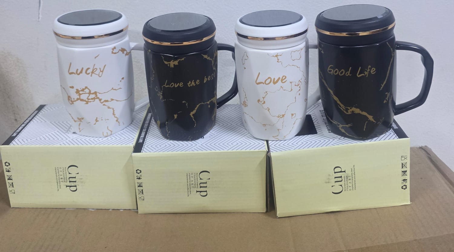Valentine’s Gift Ceramic Mug 350ml with Lid 🎁 | Cute Coffee & Tea Cup | Romantic Love Mug for Him & Her