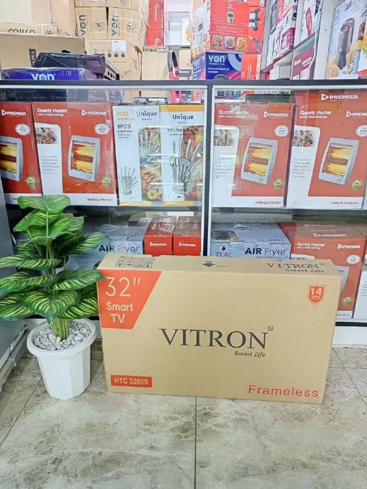 🔥 Vitron 32-Inch Frameless Smart TV HTC 3200S 📺 – Sleek Bezel-Free Design, Smart Android OS 🌐, YouTube 📹, Netflix 🎬, HDMI, USB, Wi-Fi, Wall Mount Ready – Stunning Visuals, Compact Size, 14-Month