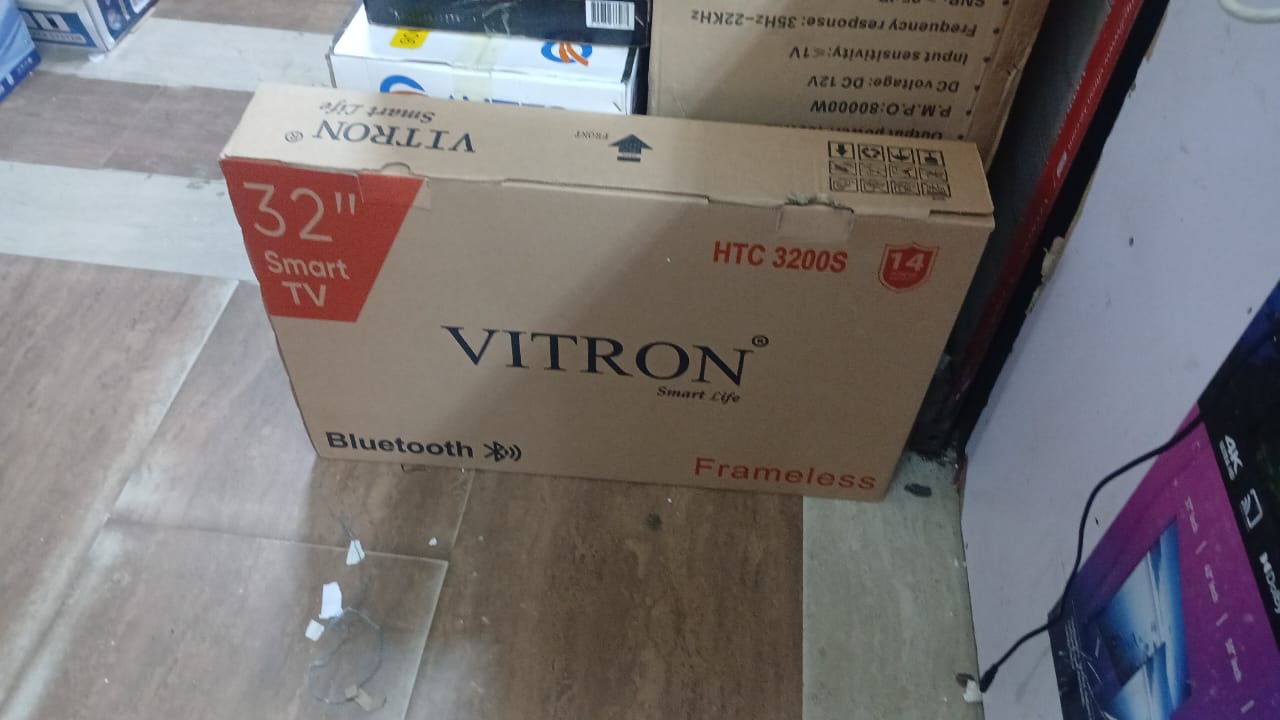 🔥 Vitron 32-Inch Frameless Smart TV HTC 3200S 📺 – Sleek Bezel-Free Design, Smart Android OS 🌐, YouTube 📹, Netflix 🎬, HDMI, USB, Wi-Fi, Wall Mount Ready – Stunning Visuals, Compact Size, 14-Month