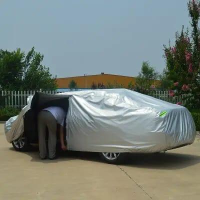 High Quality Universal Grey Car Cover with Inner Fleece Lining & Side Reflectors – All Weather, Waterproof, Scratch & Heat Resistant Outdoor Protection