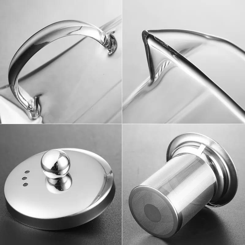 950ml Borosilicate Glass Teapot with Infuser – Nordic Style Heat-Resistant Kettle for Loose Leaf Tea Brewing – Elegant Transparent Design for Safe and Healthy Tea Preparation