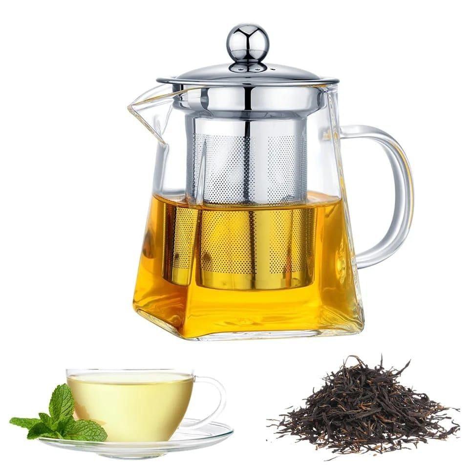 950ml Borosilicate Glass Teapot with Infuser – Nordic Style Heat-Resistant Kettle for Loose Leaf Tea Brewing – Elegant Transparent Design for Safe and Healthy Tea Preparation