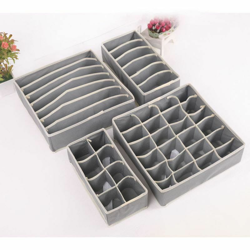 4-Piece Undergarments Organizer Set – Multipurpose Closet Drawer Divider for Bras, Socks, Underwear, and More – Neat Storage Solution for Wardrobes and Drawers